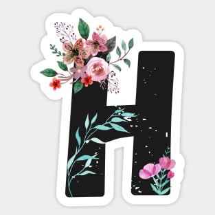 Letter H - Botanical English Alphabet, Name Initial Sticker